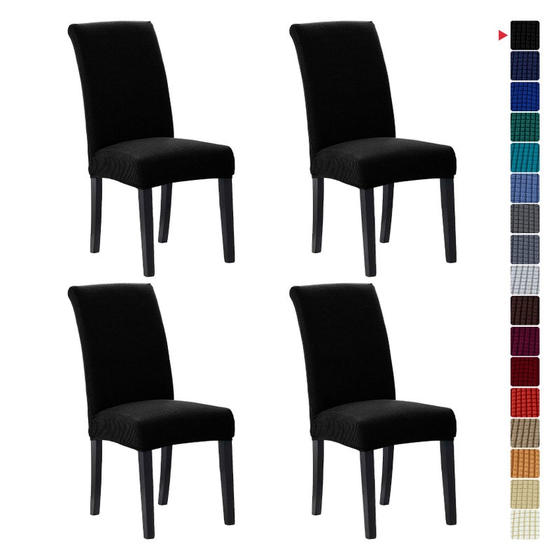 Howhic Stretch Chair Covers for Dining Room Set of 4, Removable Washable Dining Room Chair Covers, Dining Chair Slipcovers Seat Protector, Great for Home Upholstery and Banquet (Black, 4 Pack) - Image 1